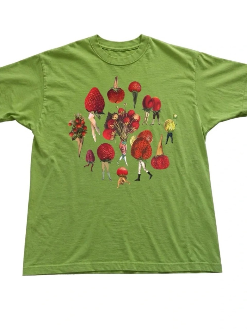 Kiwi Green Tee with Red Strawberry Characters